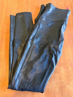 SPANX Black Faux Leather Jeggings - Sleek High-Rise Style